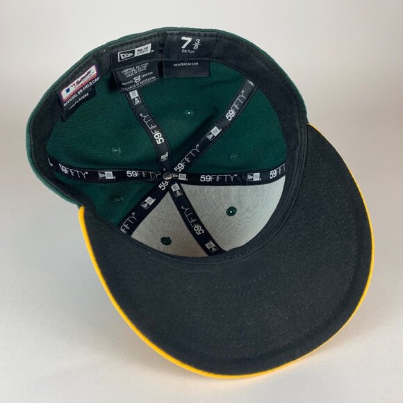 Oakland Athletics MLB Green Gold New Era 59Fifty Fitted Hat Mens 7 3/8 - Picture 4 of 5